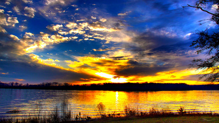 Times Don't Wait - ray, lake, forest, reflection, sky