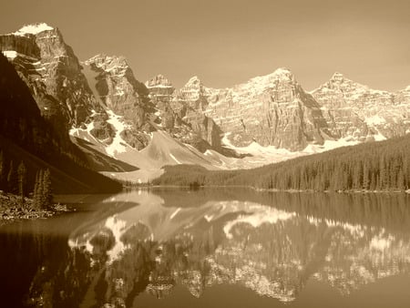 Past Future - black, white, beautiful, old, snow, lake