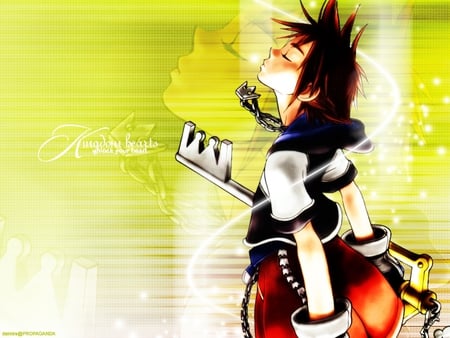 Kingdom~Hearts - sparkels, key, anime, kingdom hearts, sora, green, video games, keyblade