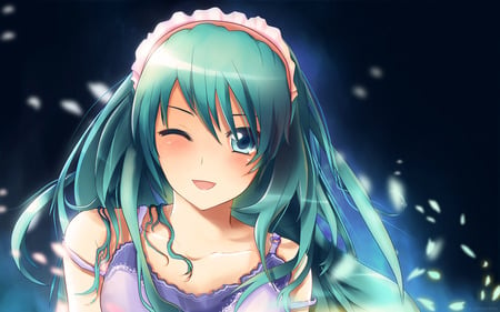 Hatsune Miku - anime, vocaloid, twintails, girl, blush, hatsune miku, long hair, blue hair, cute, sexy, blue eyes