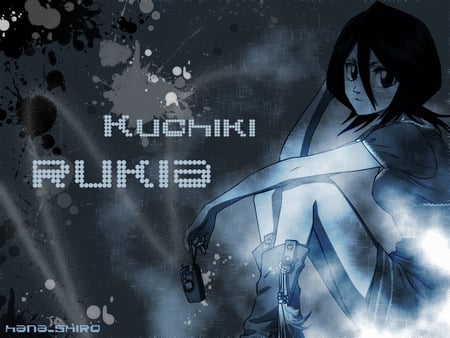 Kuchiki Rukia - girls, hana-shiro, rukia, bleach, girl, black, cool, dark, blue, animes, anime, kuchiki rukia, manga