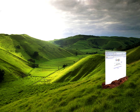 GoogleMountain - abstract, erarth, air, grass, mountain, space, scottland, google, nature, world, highlands, green