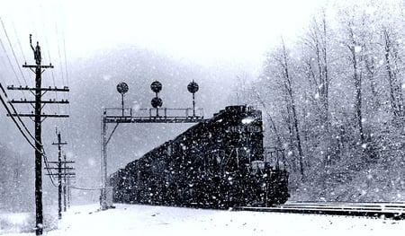 Train in snow - train, photography, snow, winter, steam, steam engine