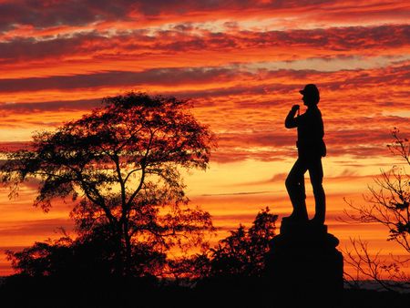 Antietam National Battlefield Maryland - dawn, antietam national battlefield, silhouette, maryland, statue