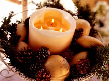 Holiday Table - candle, arrangment, art, holiday, photo