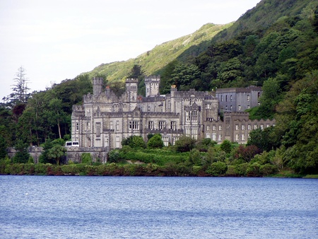 Kylemore Abbey - county galway, connemara, abbey, ireland, mountain, irish, lake, benedictine, castle