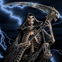 The Grim Reaper with her death scythe