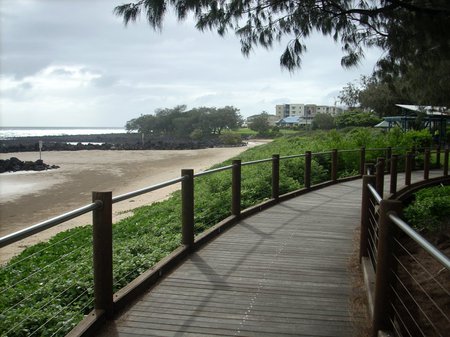 Walk along my beach - boardwalk, trees, beach, sky