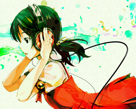 Kaai Yuki - anime, vocaloid, girl, green eyes, green hair, kaai yuki, short hair, headphones, cute, sexy