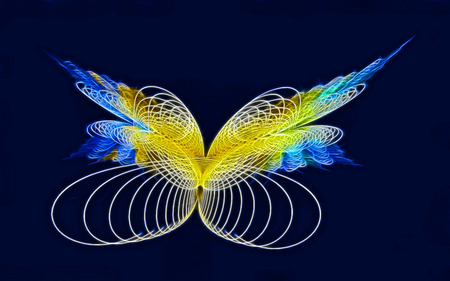 Blue Mood Butterfly - glow, fractal, sparkling, abstract, butterfly, colorful