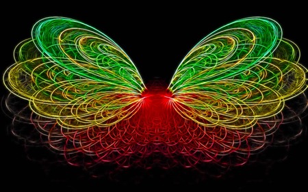 Butterfly 2 - fractal, glow, sparkling, butterfly, abstract, colorful, unique