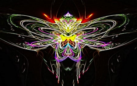 Colorful Butterfly - abstract, unique, amazing, sparkling, beauty, glow, colorful, butterfly, fractal