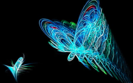 The Flying Butterfly - glow, abstract, colorful, flying, sparkling, butterfly, fractal