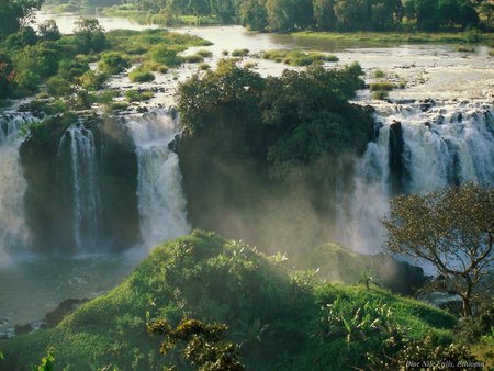 Perfect View - green, waterfall, river