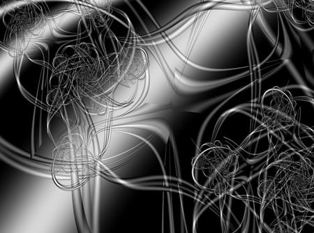 Stringys - 3d and cg, abstract, black