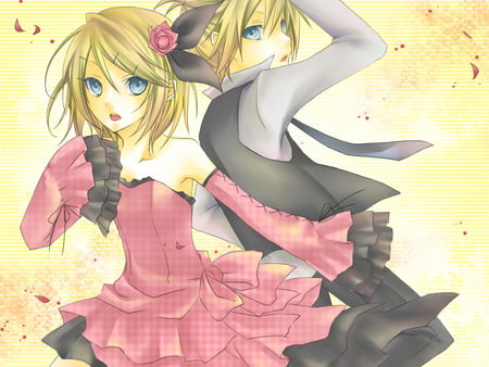 Len & Rin - sexy, brothers, kagamine rin, girl, blue eyes, blonde hair, vocaloid, boy, anime, kagamine len, cute, short hair