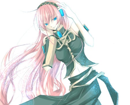 Megurine Luka - anime, vocaloid, girl, long hair, headphones, megurine luka, cute, pink hair, sexy, blue eyes