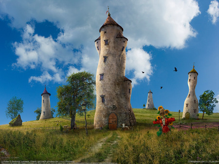 enchanted castle - cartoons, enchanted, castle, sky