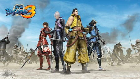 戦国BASARA 3 Sengoku Basara 3 Tokugawa Ieyasu, Mitsunari Ishida, Masamune Date, Sanada Yukimura standing - tokugawa, 3, basara, ieyasu, sengoku, ishida, sanada, masamune, date, yukimura, mitsunari