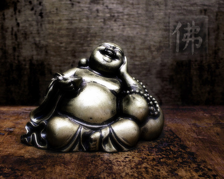 Laughing Buddha Statue - statue, buddha, dark