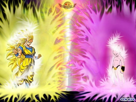 Goku SSj3 VS. Kid Buu - goku, dbz, kid buu