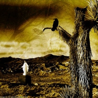 JESUS STANDING BY TREE WITH RAVEN IN TREE