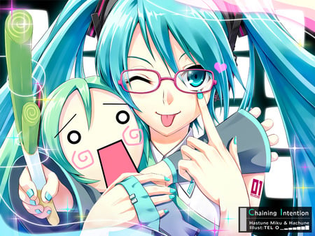 chaining intention - pretty, vocaloid, beautiful, cool, eyeglasses, widescreen, miku, funny, megane, hd, cute, dolls, nice, sexy