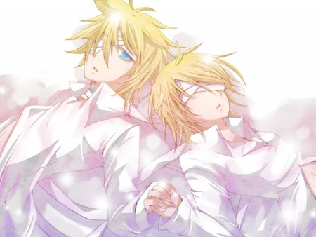 Len & Rin - anime, vocaloid, patch, girl, kagamine len, blonde hair, short hair, boy, kagamine rin, cute, brothers, sexy, blue eyes