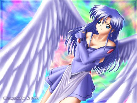 purple angel - purple, anime, girl, angel