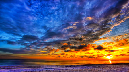 Its My Day - nature, sky, beach, clouds, ray, sunset, sea