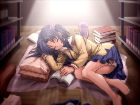 fast asleep - asleep, anime, sexy, girl