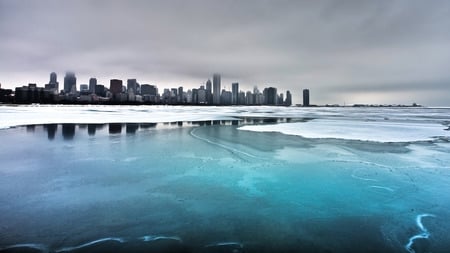 Cityscape - cityscape, winter, ice, skyscraper