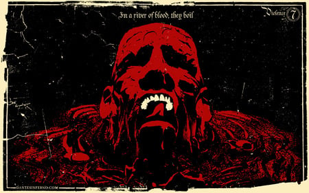 In a River of Blood, They Boil - hell, scary, red, satan, pain, evil, satanic, demon