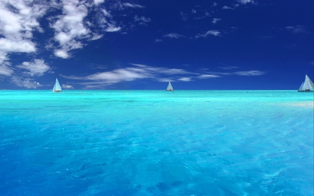 Out Sailing  - abstract, sailing, water, blue, 3d and cg