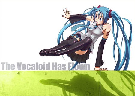 vocaloid - hatsune miku, vocaloid, white, green