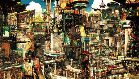 Cramped City 2 - colorful, oriental, fantasy, surreal, city, art, future