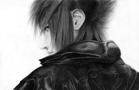 final fantasy XIII - traditional, sleepy, black, illustration, pencil, white, arts, games, cool, ps3, prince, xbox, ff