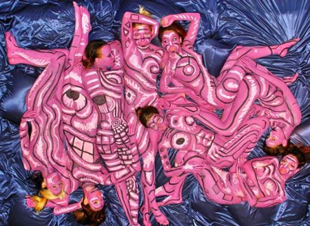 Lots of pink Ladies - body paint, picture, lots-of-pink-ladies, cool