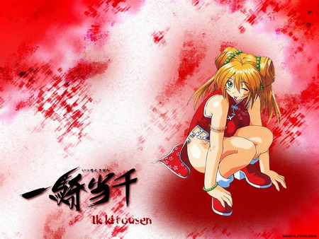 cute,girl,in red,Ikkitousen - girl in red, ikkitousen, cute