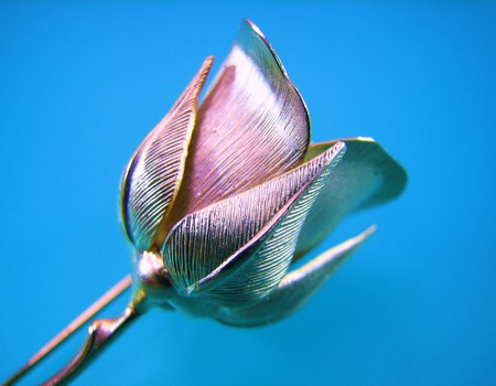 The silver rose - blue, silver, rose, glimmer, pink