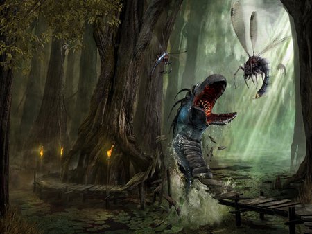 Gothic 4 - scary, monster, video game, swamp, fantasy, gothic 4, beast, forest, game, creature, insect, horror