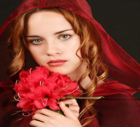 Rose - woman, flowers, red