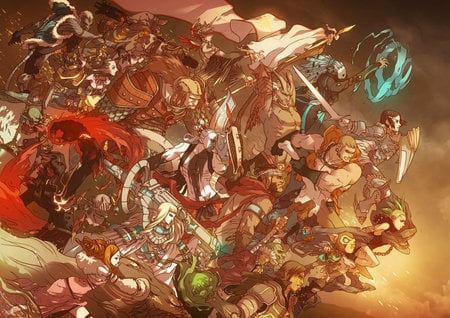 war of gods - nice, arts, myth, cool, anime, gods, illustration, group