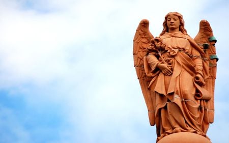 angel statue - angel, statue, sky, wings