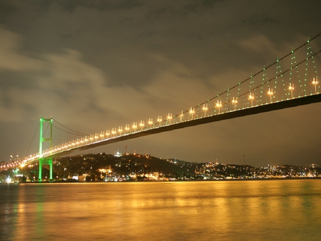 bosphorus night Istanbul Turkey - night, istanbul, bosphorus, turkey