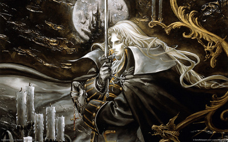 Castlevania - playstation, moon, castlevania, sword, candles, cross