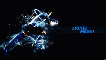 Lionel Messi  - player, soccer, the, running, beams, messi, effects, ball, fast, world, awesome, blue, in, best, lionel, nice, blue text, sexy, grunge