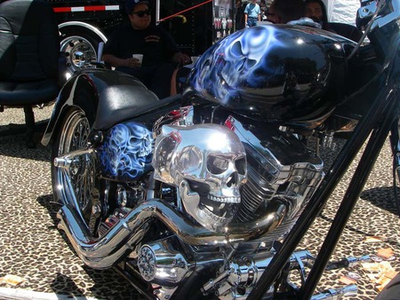 Skull Shocked - bike, motorcycle, skulls, chopper, sled, art, motor bike