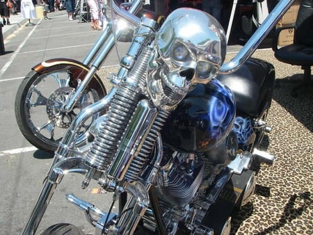 Skull Shocked - bike, motorcycle, chopper, sled, art, motor bike, skull