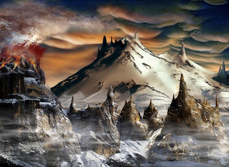 Volcano-Mt - volcano, art, abstract, 3d, mountains